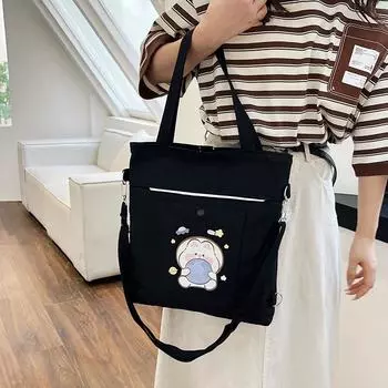 2024 новая милая и симпатичная холщовая сумка, модная и универсальная студенческая сумка через плечо, вместительная сумка-мессенджер. розовый