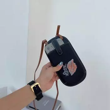 2024 Новая мини-сумка через плечо, маленькая женская сумка на плечо из натуральной кожи, модная сумка для телефона с принтом ракушки, кошелек из воловьей кожи чёрный