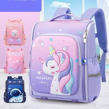 2024 Новая мода, летняя милая школьная сумка для начальной школы, большая вместимость, 3D рюкзак, школьная сумка с несколькими карманами для школьников, 2024 36*29*16cm темно-синий