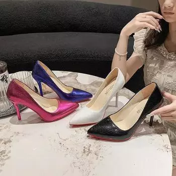 2024 Новая мода на высоком каблуке, женская обувь больших размеров, тонкие туфли-шпильки, банкетные свадебные туфли, сексуальные туфли с острым носком для женщин, дизайнерские туфли для вечеринок 35 белый