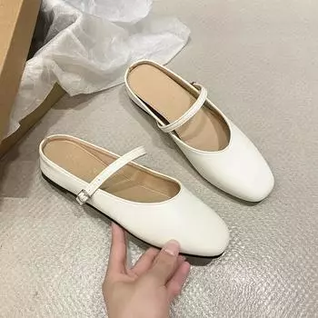 2024 Новая мода однотонная удобная верхняя одежда женские туфли без застежек с неглубоким носком женские туфли с круглым носком Zapatos 35 бежевый