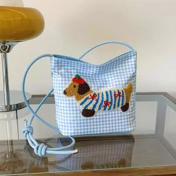 2024 Новая мода Простая индивидуальная повседневная нишевая корейская милая сумка-ведро женская простая повседневная сумка через плечо