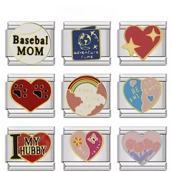 2024 Новая мода сердце любовь лучший друг лапа Шарм звенья подходят 9 мм браслет из нержавеющей стали DIY ювелирные изделия DJ771