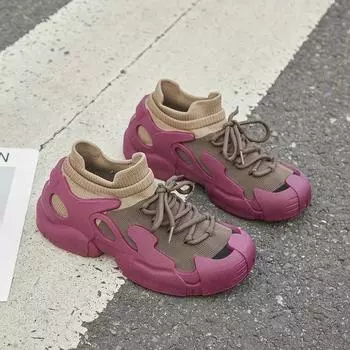 2024 Новая мода женская повседневная спортивная обувь дышащие цветные трикотажные носки обувь женская спортивная обувь Zapatos Mujer 35 бежевый