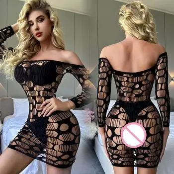 2024 Новая мода женская рыболовная сеть мини-юбка сексуальная сетка ажурная прозрачная обтягивающее нижнее белье эротическое прозрачное облегающее платье XXS