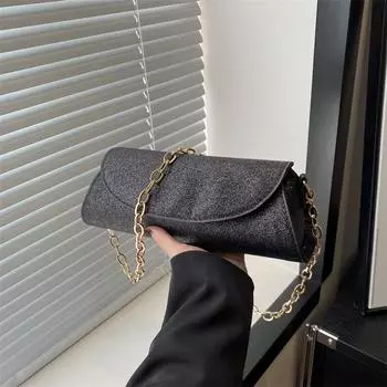 2024 новая модная и красивая сумка трендовая линия текстура простая сумка женская сумка подмышкой повседневная сумка через плечо чёрный