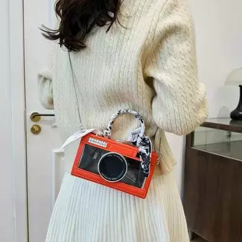 2024 новая модная индивидуальная прозрачная сумка для камеры в стиле ретро, простая нишевая сумка с цепочкой на одно плечо, маленькая квадратная сумка через плечо чёрный