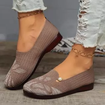 2024 Новая модная обувь для женщин на весну и осень, с неглубоким носком, с подходящим цветом, на плоской подошве, с закругленным носком 36