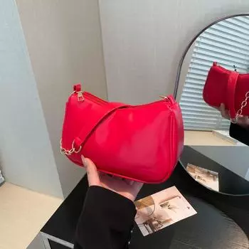 2024 Новая модная однотонная сумка-багет для подмышек, женская новая модная корейская версия, универсальная сумка через плечо, текстурированная сумка чёрный