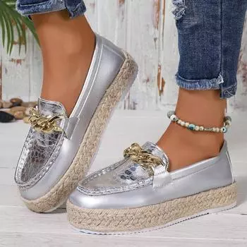 2024 Новая модная однотонная удобная верхняя одежда женская модная обувь на плоской подошве балетки с толстой подошвой женские туфли без застежек Zapatos 36 серебряный