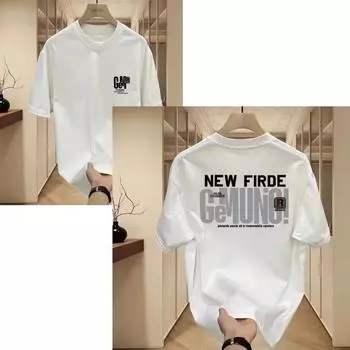 2024 Новая модная повседневная мужская футболка с коротким рукавом, летний универсальный топ в американском стиле, модный дизайн с круглым вырезом XS