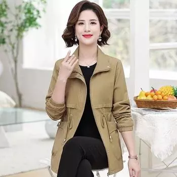 2024 Новая модная повседневная женская ветровка весна-осень короткое пальто модная женская куртка больших размеров с воротником-стойкой 4XL зелёный