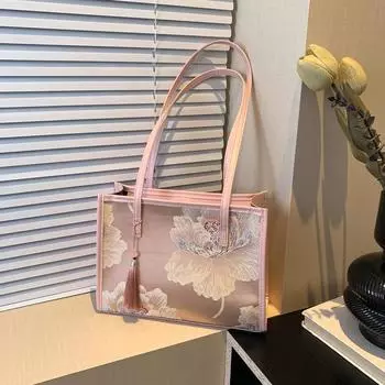 2024 новая модная простая популярная сумка через плечо Guochao с уникальным нишевым дизайном женская сумка-тоут розовый