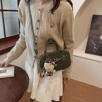 2024 новая модная простая повседневная подвеска темпераментная сумка через плечо однотонная сумка из искусственной кожи свежая сумка-мессенджер no pendant коричневый