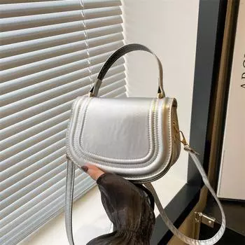 2024 новая модная ретро повседневная сумка-седло осенняя простая однотонная маленькая сумка женская сумка сумка через плечо в иностранном стиле чёрный