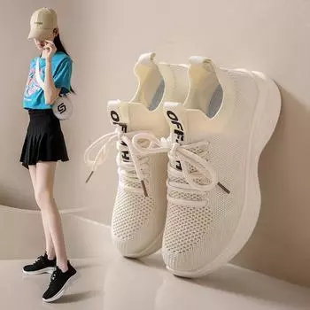 2024 Новая модная сетчатая обувь, женская обувь, спортивная обувь на сетке, дышащие повседневные кроссовки на плоской подошве с мягкой подошвой 35 чёрный