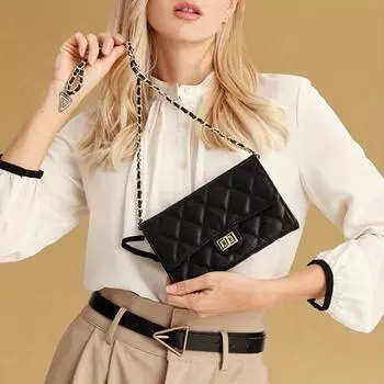 2024 Новая модная сумка-цепочка soul song, маленькая сумка Xiaoxiangfeng, высококачественная женская одежда, зимняя универсальная женская сумка-мессенджер m чёрный