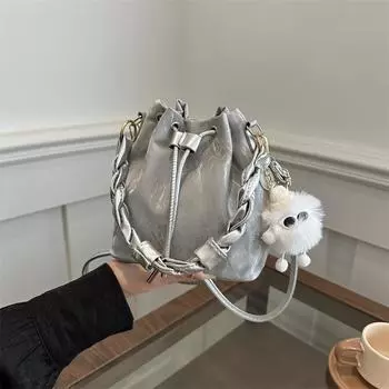 2024 Новая модная сумка через плечо, красивая, большая вместимость, повседневная сумка-ведро, женская трендовая простая сумка-мессенджер