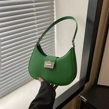 2024 Новая модная сумка через плечо подмышкой женская сумка для поездок на работу Весна Новая простая повседневная сумка в форме полумесяца чёрный