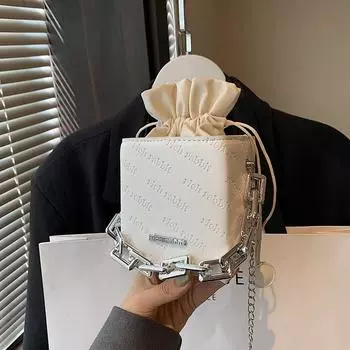 2024 новая модная сумка через плечо простая повседневная сумка-мессенджер пригородная сумка простая модная трендовая сумка-ведро для женщин чёрный