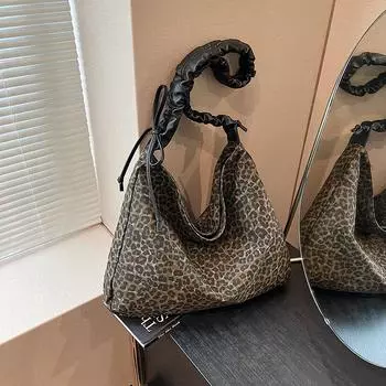 2024 новая модная сумка через плечо с подмышкой, рюкзак в иностранном стиле, женская модная сумка с леопардовым принтом большой вместимости цветной печати леопарда