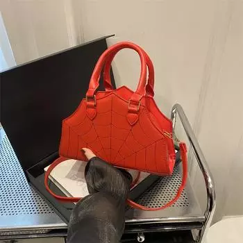 2024 новая модная сумка-паутина, забавная индивидуальная сумка через плечо, простая вышитая нитью, иностранный стиль, маленькая квадратная сумка-мессенджер чёрный