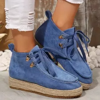 2024 Новая модная женская обувь на шнуровке, удобная танкетка, универсальная женская спортивная обувь, однотонная, с квадратным носком, на низком каблуке 36 серый