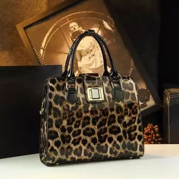 2024 Новая модная женская сумка из кожи с леопардовым принтом Европейская и американская мода цветной печати леопарда