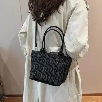 2024 Новая модная женская сумка Универсальная трендовая сумка через плечо Премиум-сумка большой вместимости Oblique Bucket Bag хаки