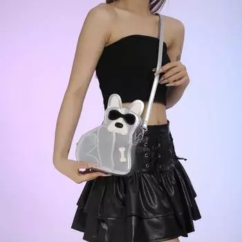 2024 Новая мультяшная сумка через плечо, милая модная сумка для девочек, модные солнцезащитные очки принцессы, щенок, сумка через плечо сзади чёрный