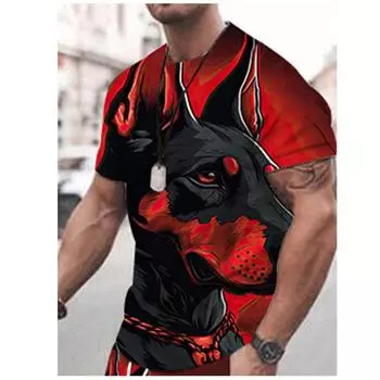 2024 Новая мужская футболка, летняя уличная повседневная повседневная футболка с короткими рукавами, уличная мода, свободная футболка с круглым вырезом, 3D животный принт S