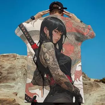 2024 Новая мужская футболка с 3d принтом Beauty Warrior, футболки с короткими рукавами, уличная трендовая одежда унисекс, верхняя свободная рубашка оверсайз для мужчин 2XL