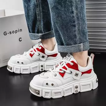 2024 Новая мужская обувь осень-зима новый дизайн удобная толстая подошва персонализированная шнуровка мужская спортивная обувь размер 39-44 39 красный