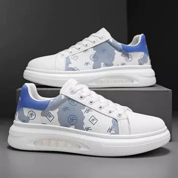 2024 Новая мужская обувь, трендовая мода, универсальная, толстая подошва, удобная, маленькая, белая, повседневная, спортивная, модная обувь, размер 39-44 39 синий