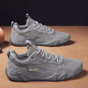 2024 Новая мужская обувь Удобная дышащая уличная нескользящая мужская повседневная спортивная обувь Дизайнерская трендовая обувь на шнуровке для ходьбы на плоской подошве 39 серый