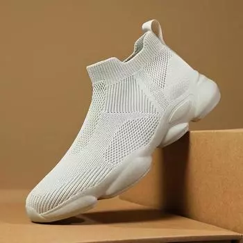 2024 Новая мужская обувь весна-лето дышащие трикотажные повседневные спортивные носки молодежные крутые мокасины большой размер 39 чёрный