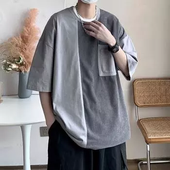 2024 Новая мужская повседневная футболка сращивания цветов, новинка, винтажный летний повседневный топ на открытом воздухе, для путешествий и вечеринок XXL чёрный