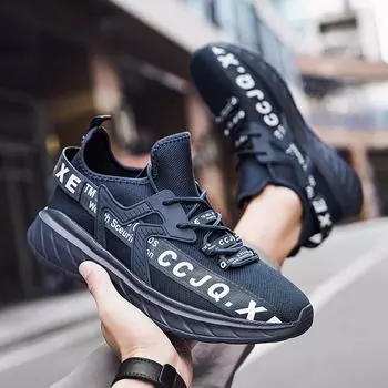 2024 Новая мужская повседневная обувь, легкая обувь из дышащей ткани, модная спортивная обувь на открытом воздухе 40 чёрный