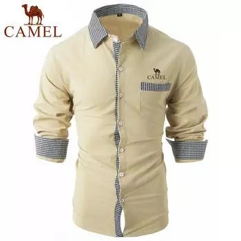 2024 Новая мужская рубашка из хлопка и льна в клетку в стиле пэчворк, мужская повседневная рубашка с длинными рукавами и вышивкой S