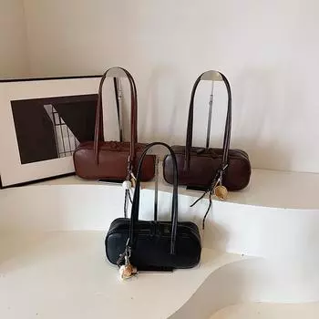 2024 новая нишевая модная сумка женская сумка портативная модная сумка через плечо женская высококачественная кожаная сумка подмышкой большой емкости 32*8.5*14 чёрный