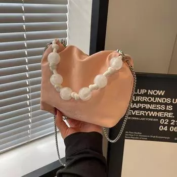 2024 новая нишевая плиссированная портативная сумка-облако, сумка-мессенджер на одно плечо, модная сумка-ведро чёрный