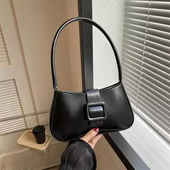 2024 новая нишевая сумка женская летняя модная сумка через подмышку повседневная простая сумка через плечо нишевая трендовая ручная сумка чёрный