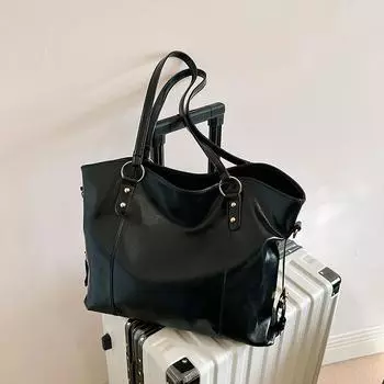 2024 новая нишевая трендовая сумка для отдыха, для студентов, для поездок на работу, женская сумка-тоут, большая вместительная сумка через плечо чёрный