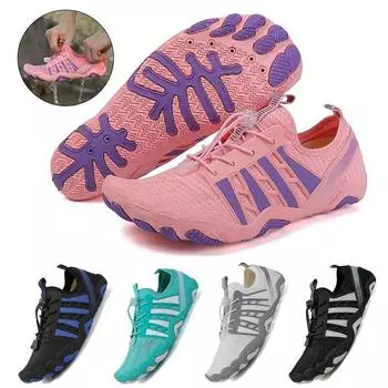 2024 Новая обувь для воды, мужская и женская пляжная обувь для воды, быстросохнущая босиком вверх по течению, походные кроссовки для родителей и детей, обувь для плавания 35 зелёный