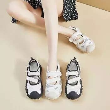 2024 Новая обувь женские спортивные сандалии на танкетке женские сандалии на открытом воздухе крутая обувь на платформе женская пляжная летняя обувь 35 бежевый