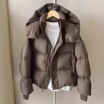 2024 новая одежда на пуху с хлопковой подкладкой женская зимняя короткая утолщенная модная одежда на хлопковой подкладке свободный дизайн куртка на хлопковой подкладке S чёрный