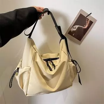 2024 Новая однотонная повседневная сумка через плечо Cross Border большой вместимости для поездок на работу, универсальная сумка через плечо для мужчин и женщин