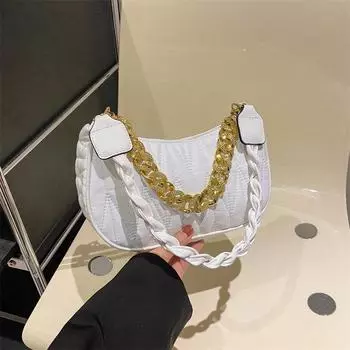 2024 новая однотонная женская сумка с алмазной вышивкой нитью в иностранном стиле, повседневная универсальная сумка-цепочка на одно плечо под мышкой, маленькая квадратная женская сумка розы красного