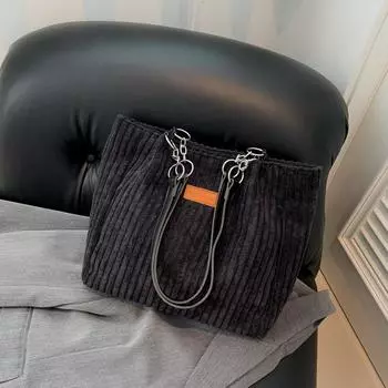 2024 новая осенне-зимняя вместительная бархатная трендовая сумка однотонная студенческая сумка через плечо универсальная сумка-тоут для поездок на работу зелёный