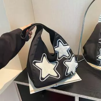 2024 Новая осенняя сумка через плечо в иностранном стиле, тканевая сумка, красивая женская сумка большой вместимости, текстурированная сумка-тоут для поездок на работу чёрный